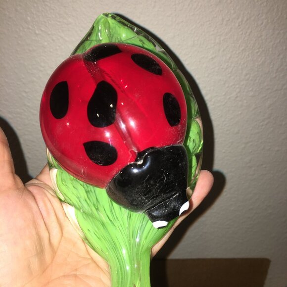 Glass Ladybug on Leaf = New in Box - Picture 1 of 4
